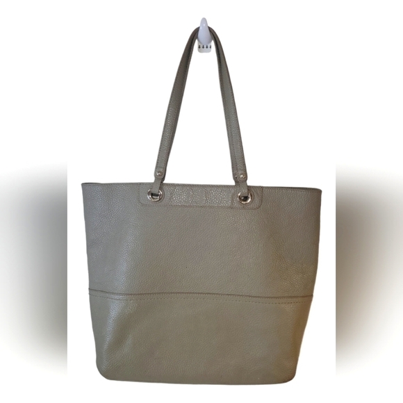 Oroton Handbags - Oroton Taupe Mushroom Pebbled Leather Shoulder Shopper Hobo Bag